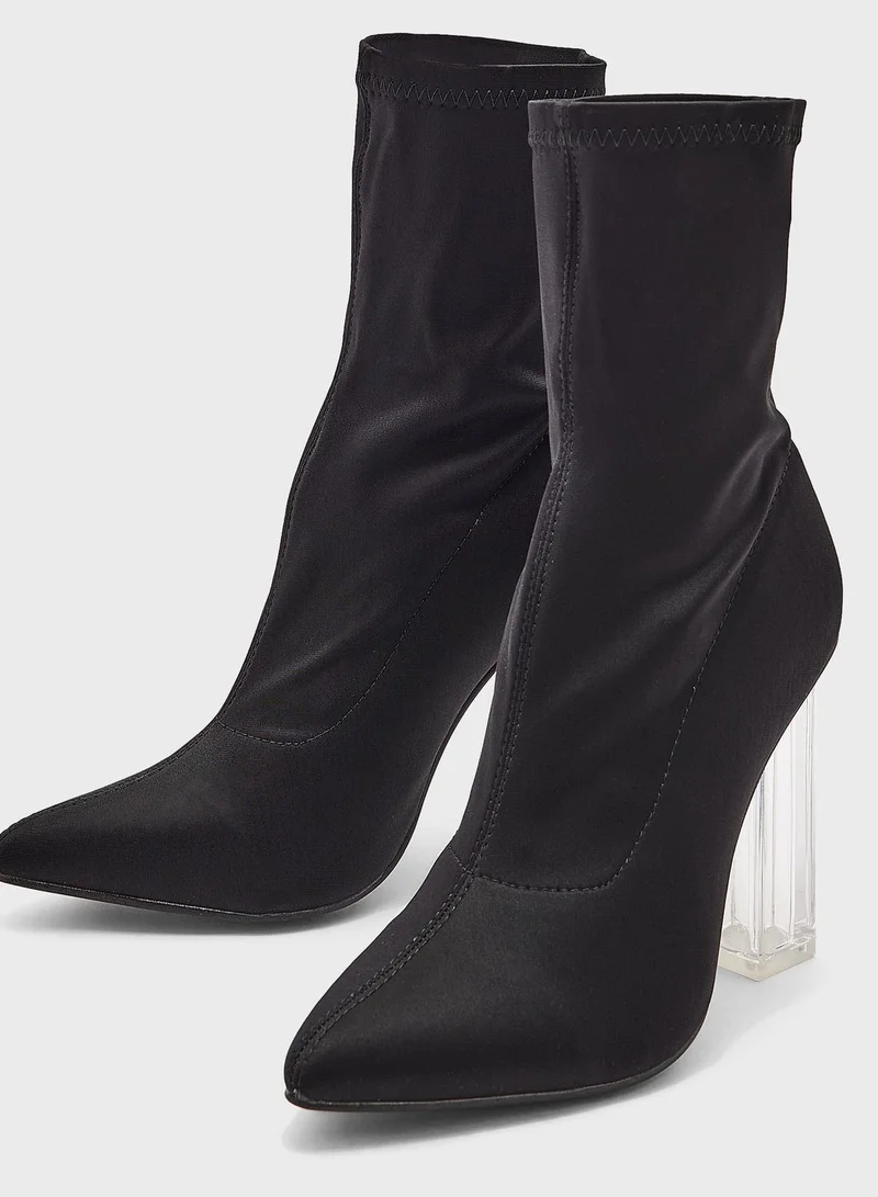 جينجر Clear Heel Pointed Boot