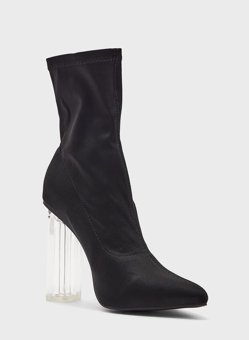 جينجر Clear Heel Pointed Boot