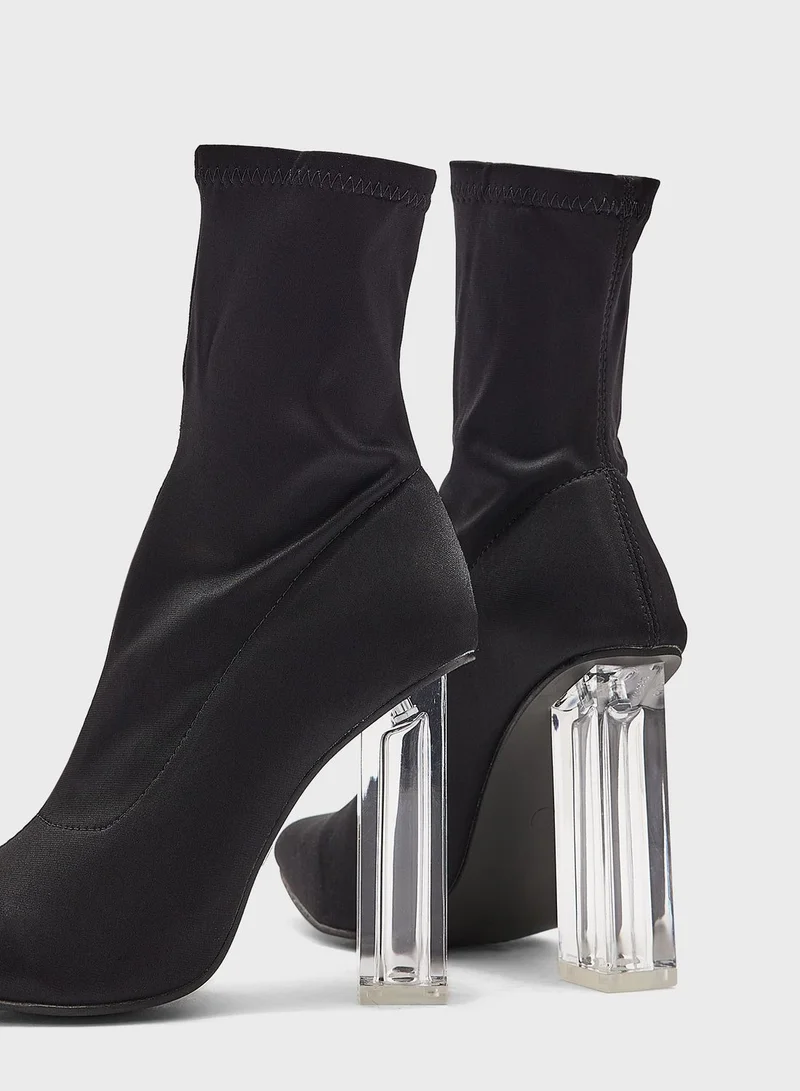 جينجر Clear Heel Pointed Boot