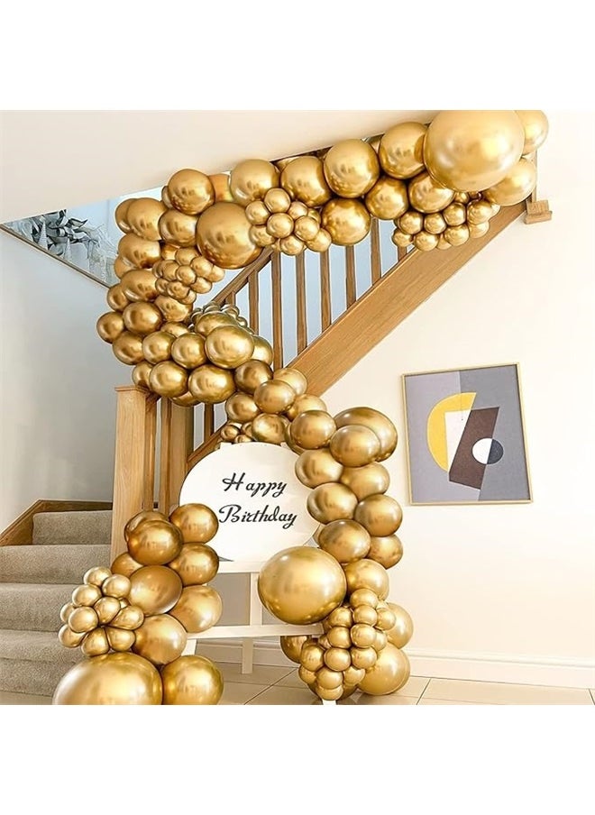 yongsheng 50-Piece Latex Balloons Set 25cm，Gold Latex Balloons， Golden Latex Balloons Birthday Sets Paper Scrap Latex Balloon Banner  - Image 4