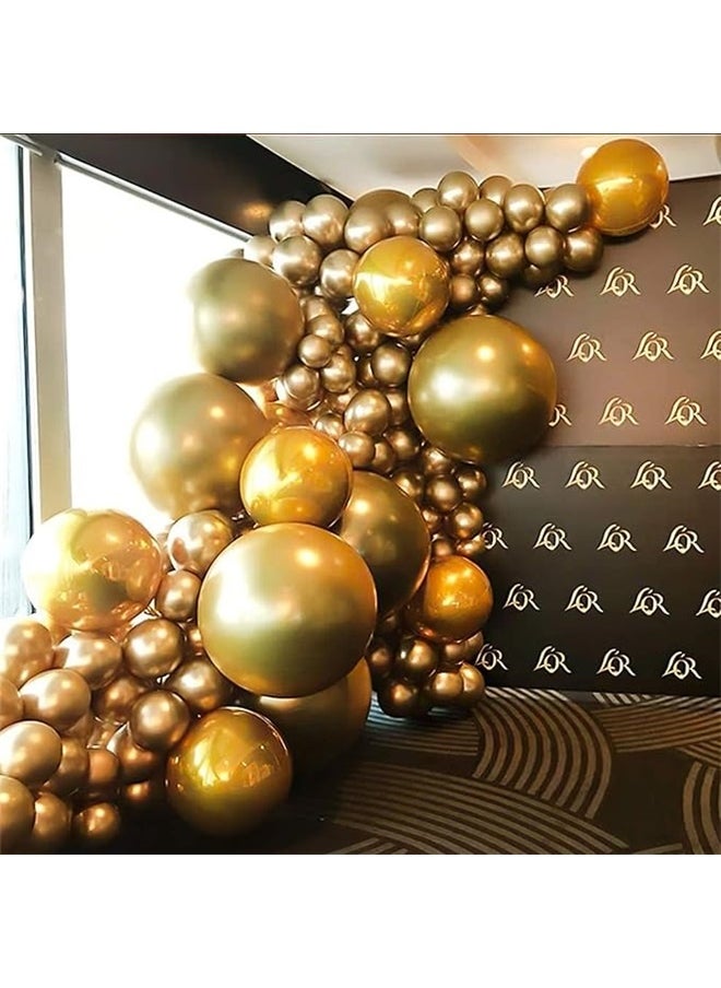 yongsheng 50-Piece Latex Balloons Set 25cm，Gold Latex Balloons， Golden Latex Balloons Birthday Sets Paper Scrap Latex Balloon Banner  - Image 5