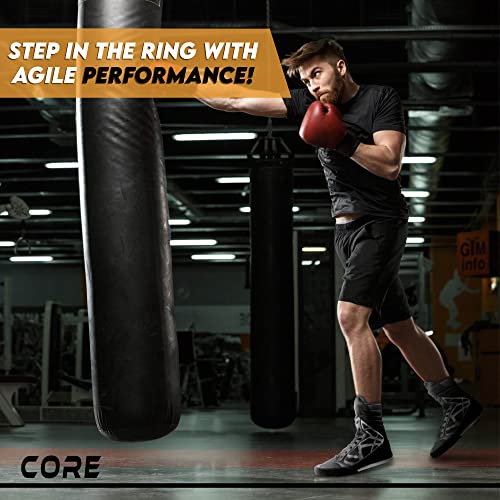 CORE Boxing Shoes - Lightweight Boxing Shoes for Men & Women - Boxing Training Shoes with High Support – High Traction Boxing Boots Black 12 US - Image 3