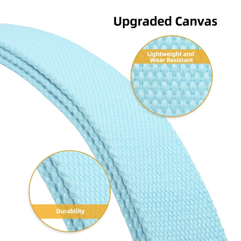 Mile High Life Cut To Fit Canvas Web Belt Size Up to 52" with Flip-Top Solid Black Military Buckle (Sky Blue) - Image 5