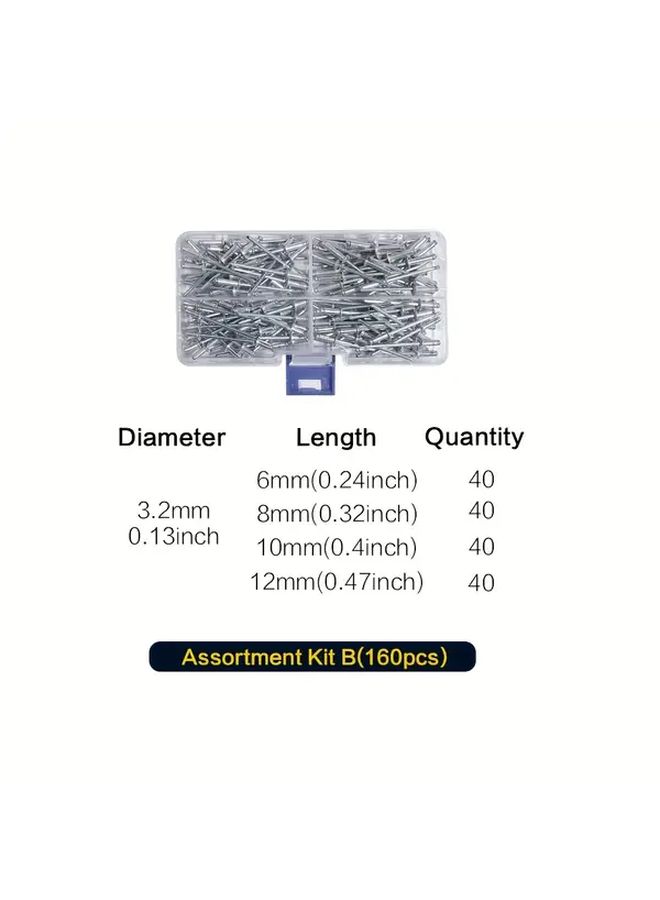 80 Pcs Pop Rivets Assortment Kit Aluminum Blind Rivets Set 8 Sizes 1 8 1 4 Inch 1 8 5 16 Inch 1 8 3 8 Inch 1 8 1 2 Inch 3 16 1 4 Inch 3 16 5 16 Inch 3 16 1 2 Inch 3 16 5 8 Inch with Organizer Case For Metal - Image 5
