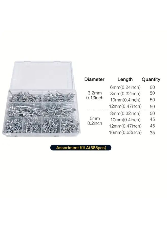 80 Pcs Pop Rivets Assortment Kit Aluminum Blind Rivets Set 8 Sizes 1 8 1 4 Inch 1 8 5 16 Inch 1 8 3 8 Inch 1 8 1 2 Inch 3 16 1 4 Inch 3 16 5 16 Inch 3 16 1 2 Inch 3 16 5 8 Inch with Organizer Case For Metal - Image 3