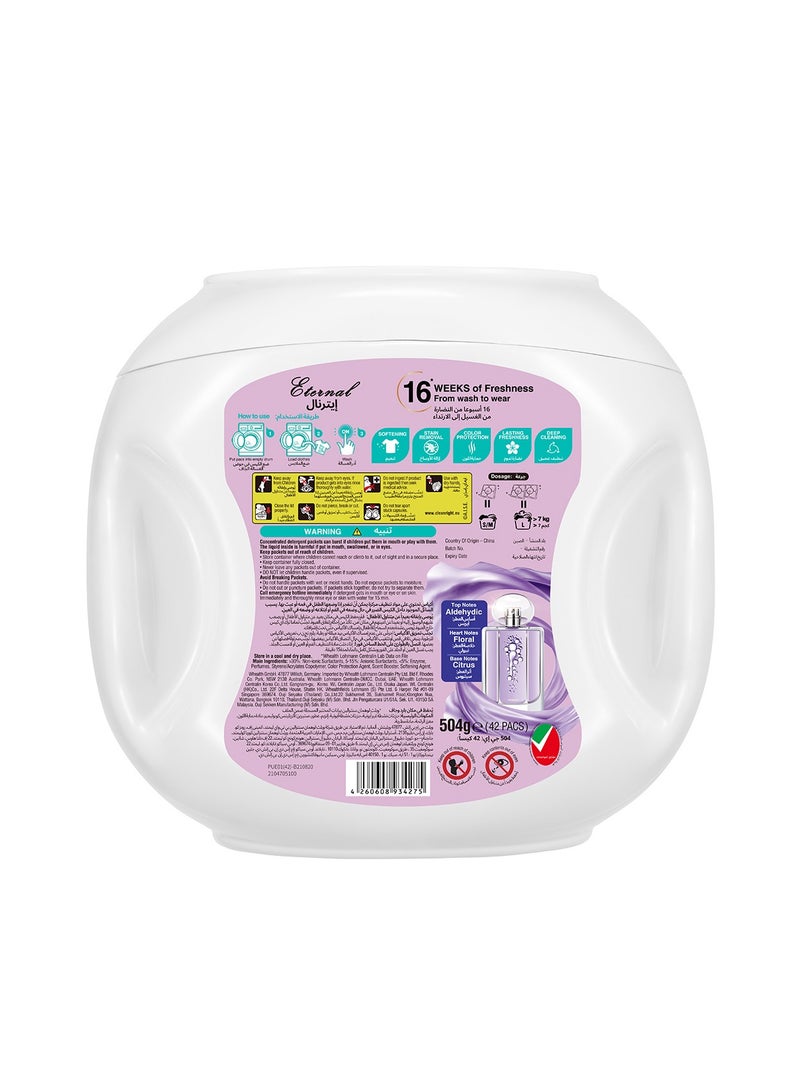 ar FUM ArFum PODS, 5-in-1 Laundry Detergent Capsules with Scent Booster, Detergent Concentrate, Softener, Color Protect, Stain Remover, 16 Weeks Fragrance, 42 Pods, Eternal,Pack of 3 X 42 Pods (126 Capsules) - Image 3