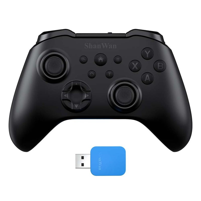 ShanWan Wireless Controller for PC, iPhone, Android, Switch, Steam, Gamepad 2.4G Bluetooth Controller with Hall Effect Trigger,Turbo,Rumble Vibration (Black) - Image 1