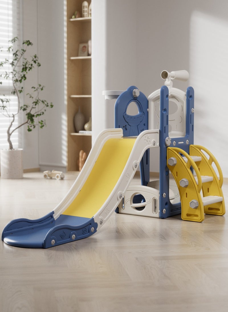 6 in 1 Game Time Sports Slide for Kids, Indoor/Outdoor Playground Set, Slide, Basketball Hoop,Playset Playground Freestanding Slide,  Extra-Long Slide with Basketball Hoop