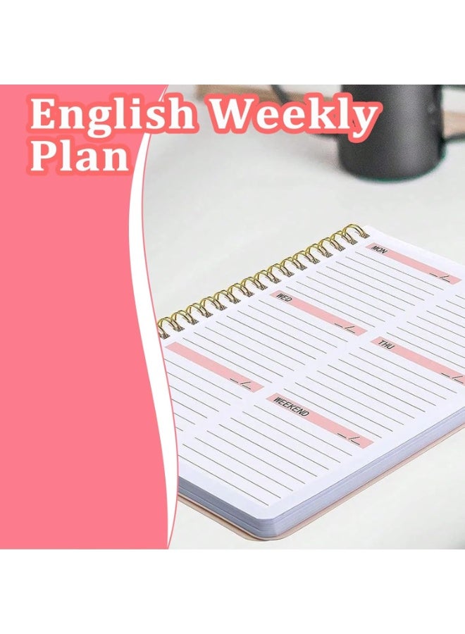 SYOSI Undated Weekly Planner, To Do List Notebook with 219 Stickers, Daily Organization Notebooks for Finance Tracking, Study, Pink Budget Planner, Includes Pocket and Sticker Sheets (20.8x14.2cm) - Image 3