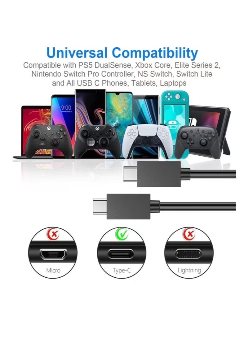 ASA USB-C to USB-C Fast Charging Cable for Gaming Controllers, 1.5m Data & Charging Cable Compatible with PS5 DualSense, Xbox Series X/S & Switch Pro - Image 3