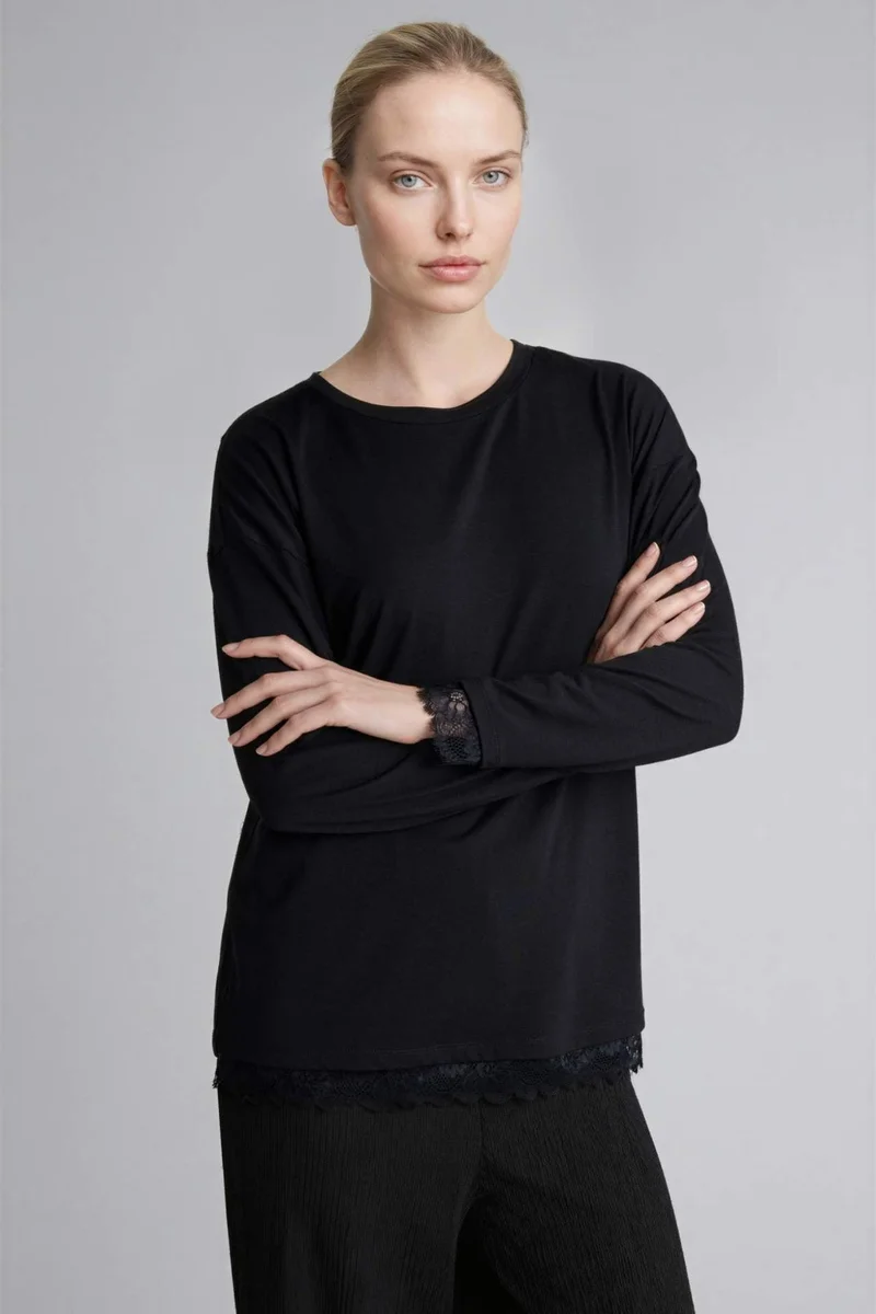 DeFacto Relax Fit Crew Neck Long Sleeve T-Shirt