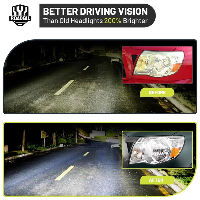 ROADEAL Headlights W/Bulbs for 2005 2006 2007 2008 2009 2010 2011 Toyota Tacoma Halogen Headlamp Replacement Driver & Passenger Side - Image 5