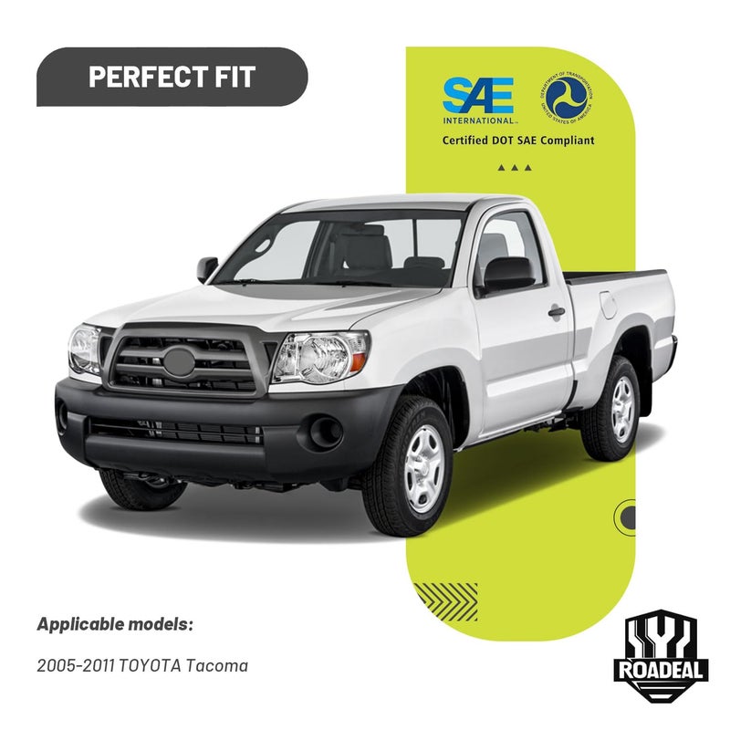 ROADEAL Headlights W/Bulbs for 2005 2006 2007 2008 2009 2010 2011 Toyota Tacoma Halogen Headlamp Replacement Driver & Passenger Side - Image 2