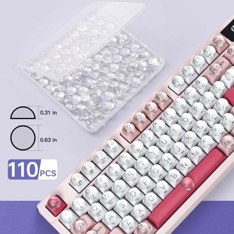 CaseBuy Glass Keyboard Cover Stickers for Long Nails - Ultra Clear Raised Keyboard Stickers with Transparent Adhesive, Reusable Nail Art Typing Glass Sticker for Laptop, PC, Desktop(110 Pack) - Image 2