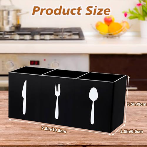 Tirifer 2 Pcs Acrylic Cutlery Storage Organizer Bin Silverware Cutlery Utensil Holder Caddy Knife Spoon and Fork Organizer 3 Section Tableware Storage Box for Kitchen Cabinet Flatware Dining Room Party - Image 3