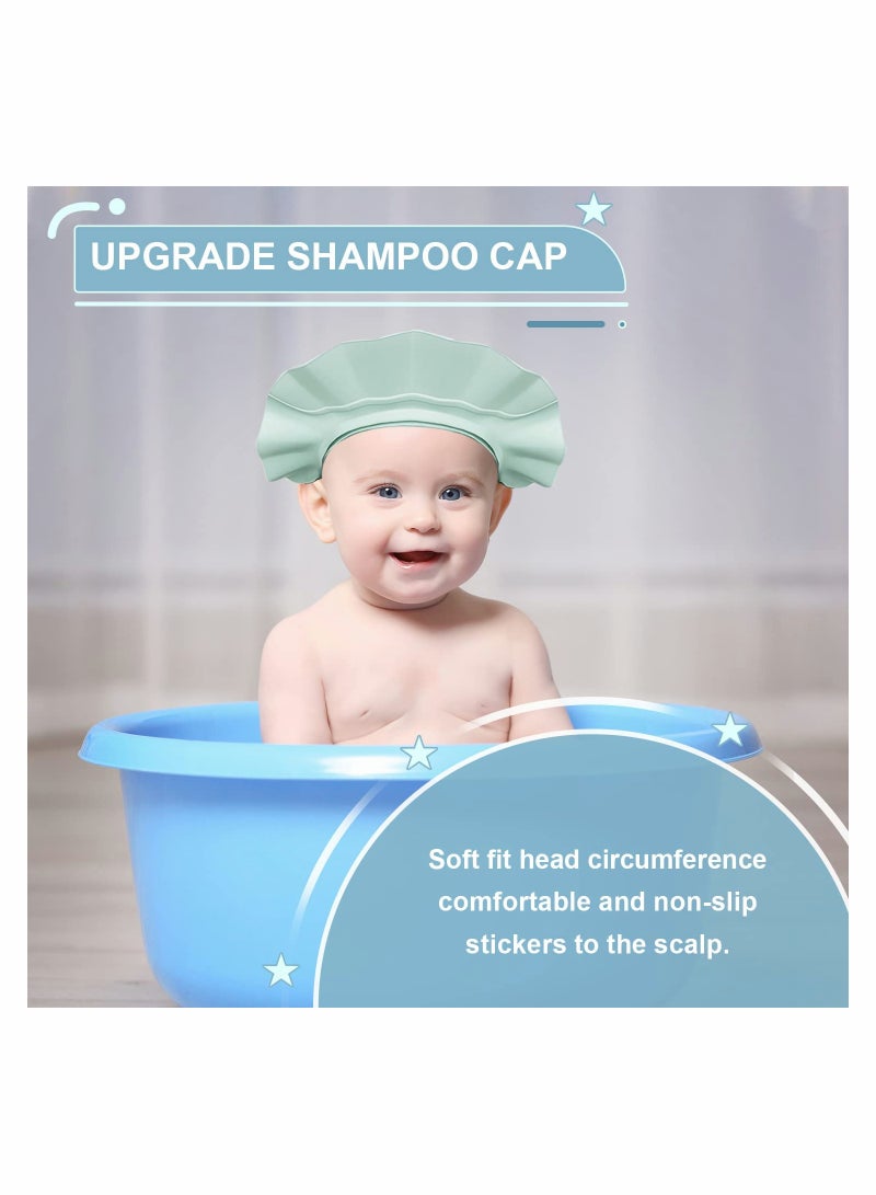 Baby Shower Cap Adjustable Baby Hair Washing Guard Shampoo Hat Bath Shield Visor Hat Eyes and Ears Head Protection Waterproof Soft Silicone Shower Cap for Kids Toddler Blue - Image 2