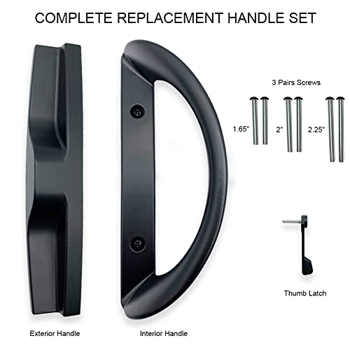 ALLYWASAI Patio Sliding Door Handle Set, Perfect Replacement Mortise Style Handle Set Fits Door Thickness from 1-1/2" to 1-3/4", 3-15/16" Screw Hole Spacing, Non-Keyed, Black - Image 2