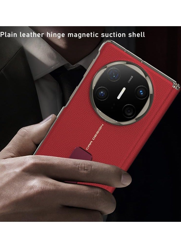 Leather Case Compatible with Huawei Mate X6, Electroplated Hinge Leather Protective Cover with Rotating Foldable Bracket Cover for Huawei Mate X6 - Image 2