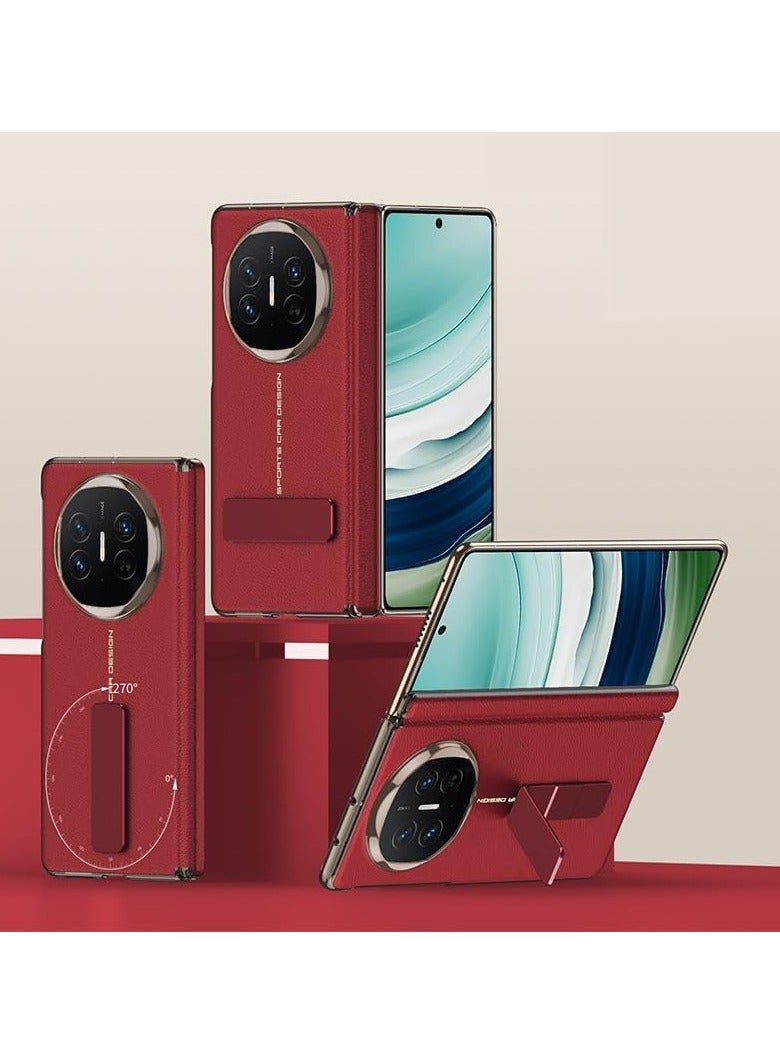 Leather Case Compatible with Huawei Mate X6, Electroplated Hinge Leather Protective Cover with Rotating Foldable Bracket Cover for Huawei Mate X6 - Image 1