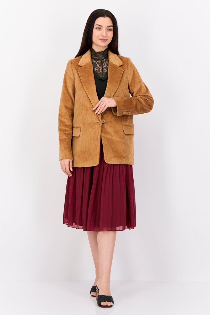 ESPRIT Women Regular Fit Corduroy Semi-Formal Blazer, Brown - Image 2