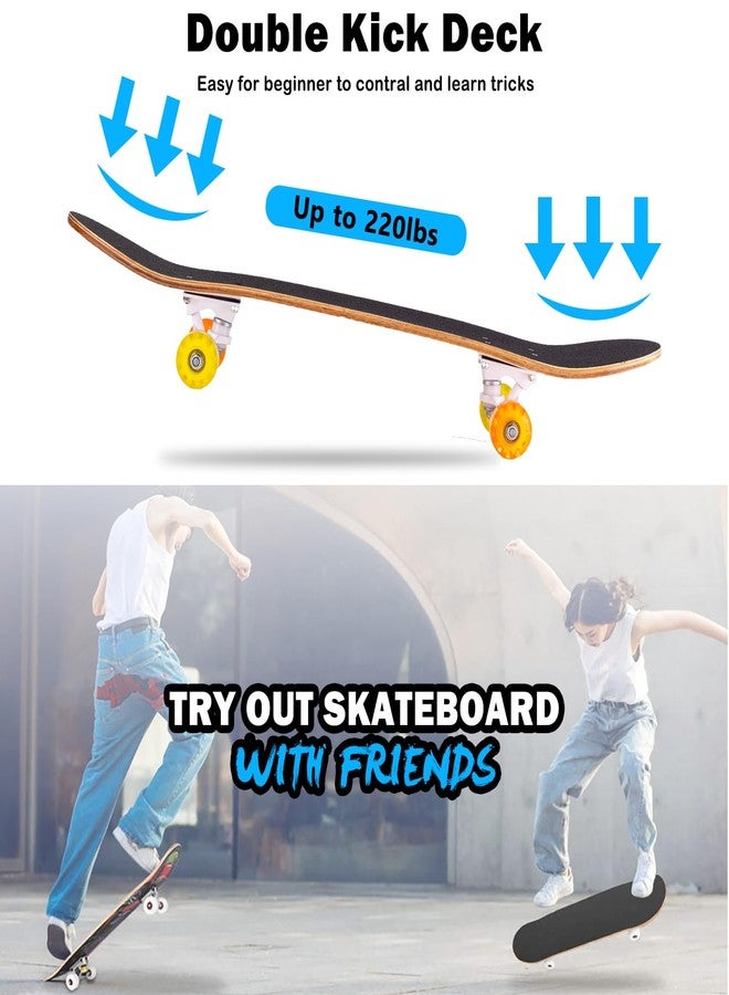 CLYCTIP Skateboard, 31 x 8 Inch Complete Skateboard, 8-Ply Maple Wood, ABEC-11 Bearings and 95A Wheels, Standard Skateboards for Children, Teenagers, Adults, Beginners (Rainbow-CX) - Image 3