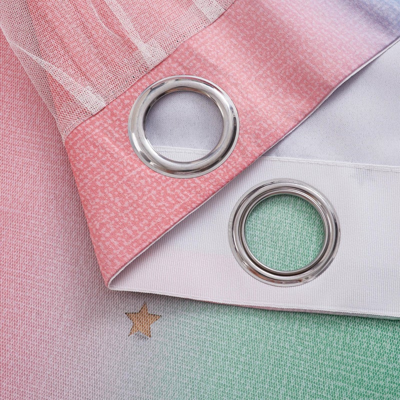 XiDi Pink & Rainbow Curtains for Kids & Girl Bedrooms - Blackout, Blue & Green 34x63 Inch Long with Unicorn Wall Decals - Image 5