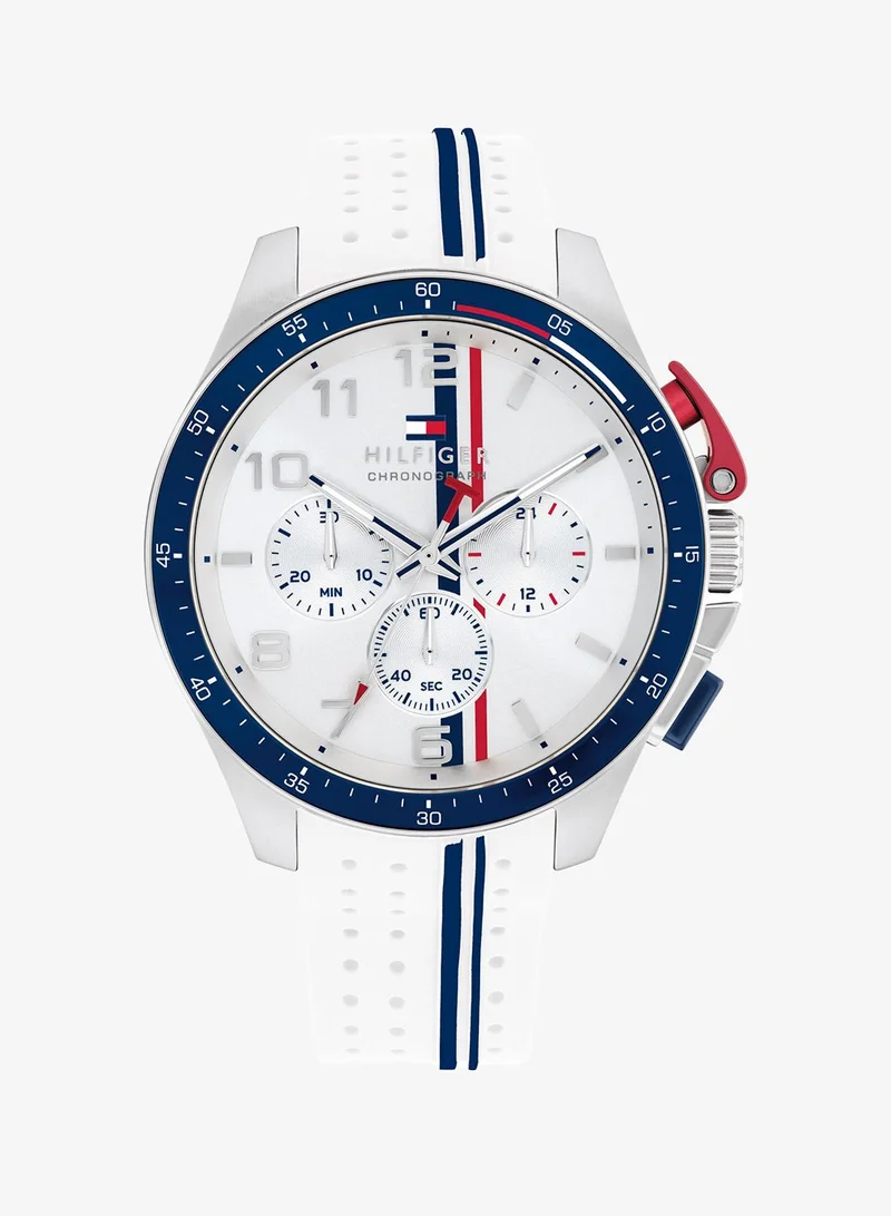 Tommy Hilfiger Mens Chronograph Quartz Watch With White Silicone Bracelet - 1792167