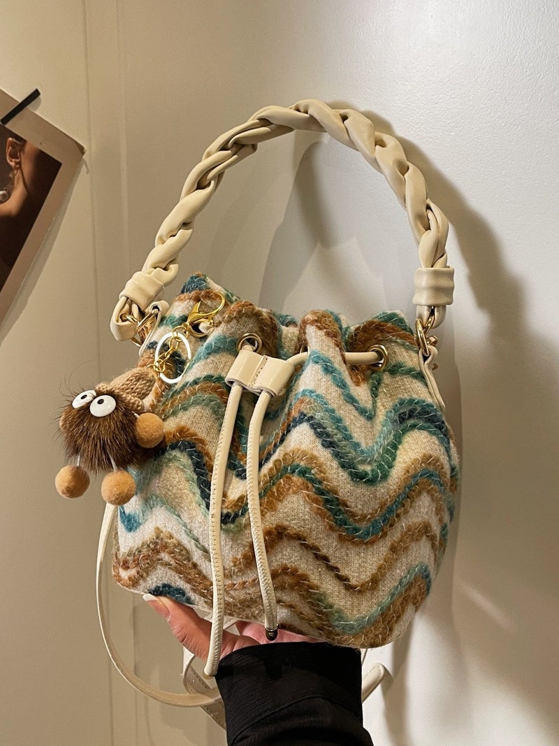 Unique Color-Block Bucket Bag For Women, 2025 Spring Fashion Versatile Crossbody Bucket Bag, Model - Image 2