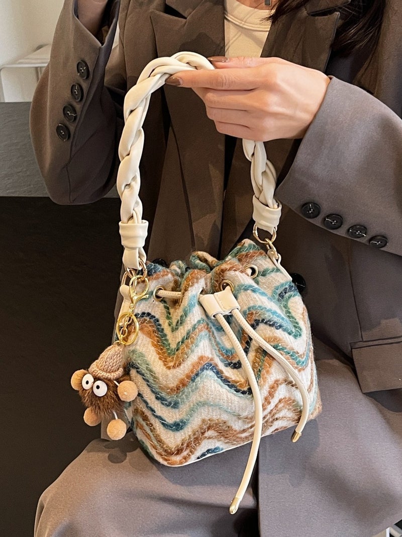 Unique Color-Block Bucket Bag For Women, 2025 Spring Fashion Versatile Crossbody Bucket Bag, Model - Image 3