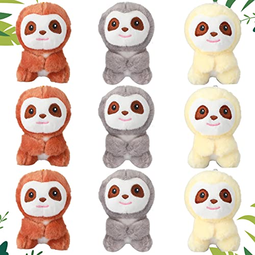 Zomiboo 9 Pcs Mini Sloth Stuffed Animal Sloth Birthday Party Supplies Small Baby Shower Sloth Gifts Soft Huggable Adorable Jungle Animal Plush Toys Set for Party Favors Award 4 Inches Brown Gray Beige - Image 1