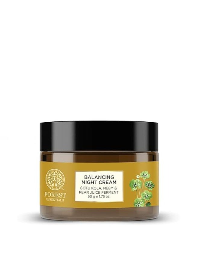 Forest Essentials Balancing Night Cream with Gotu Kola & Neem | Anti-Acne Face Cream | Moisturising | Controls sebum production | Improves skin elasticity - Image 1