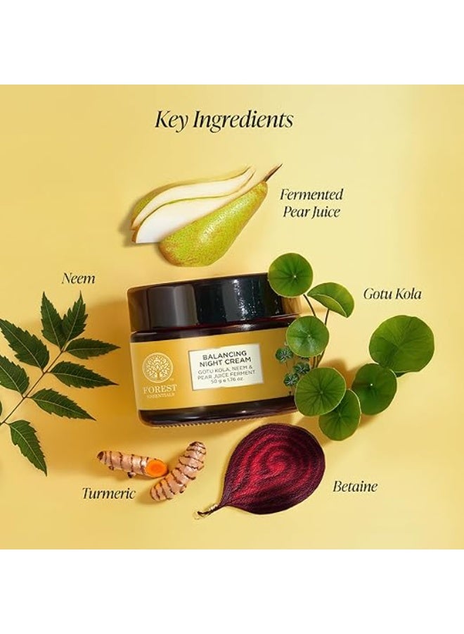 Forest Essentials Balancing Night Cream with Gotu Kola & Neem | Anti-Acne Face Cream | Moisturising | Controls sebum production | Improves skin elasticity - Image 4