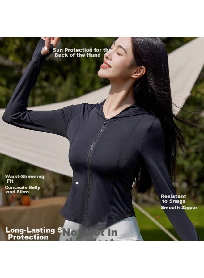 Madallo Women's Romantic Summer Sun Protection Jacket Slim Fit Cooling Yoga Slimming Long Sleeve Sunblock Shirt - Image 2