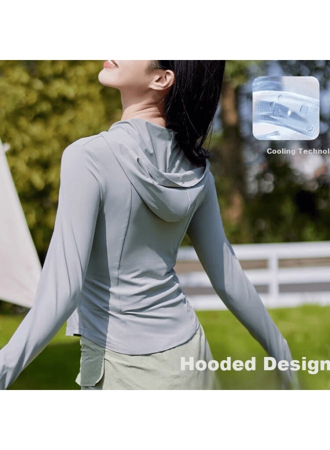Madallo Women's Romantic Summer Sun Protection Jacket Slim Fit Cooling Yoga Slimming Long Sleeve Sunblock Shirt - Image 3