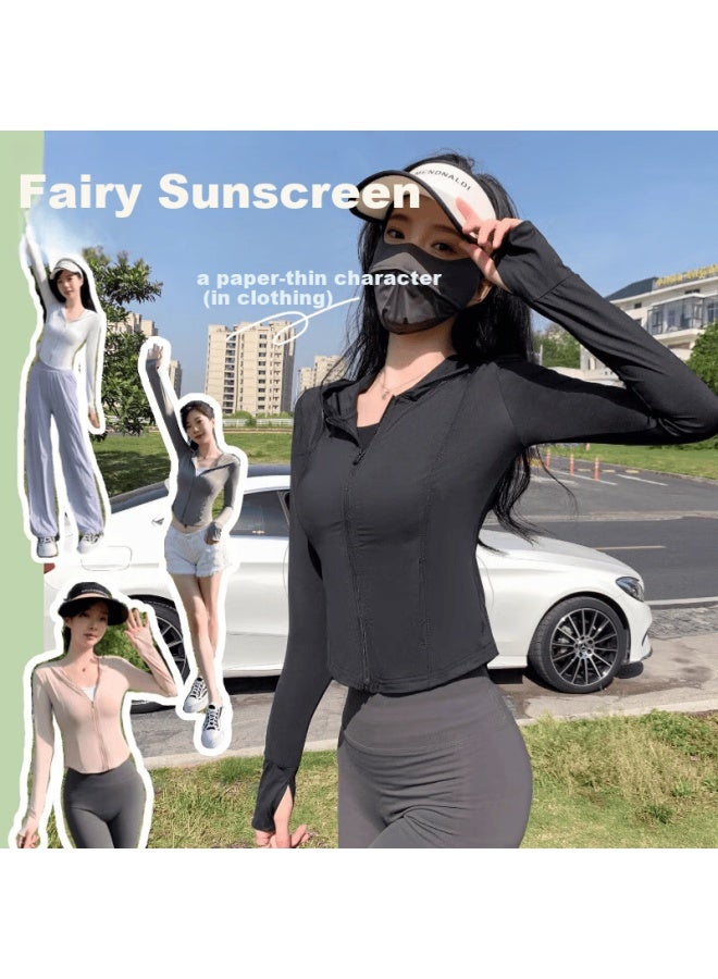 Madallo Women's Romantic Summer Sun Protection Jacket Slim Fit Cooling Yoga Slimming Long Sleeve Sunblock Shirt - Image 4