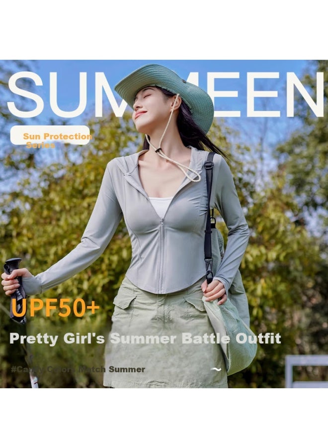 Madallo Women's Romantic Summer Sun Protection Jacket Slim Fit Cooling Yoga Slimming Long Sleeve Sunblock Shirt - Image 1