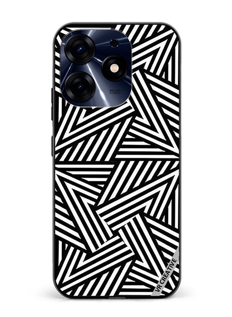 Protective Case Cover For Tecno Spark 10 Pro Abstract Black And White Design Multicolour
