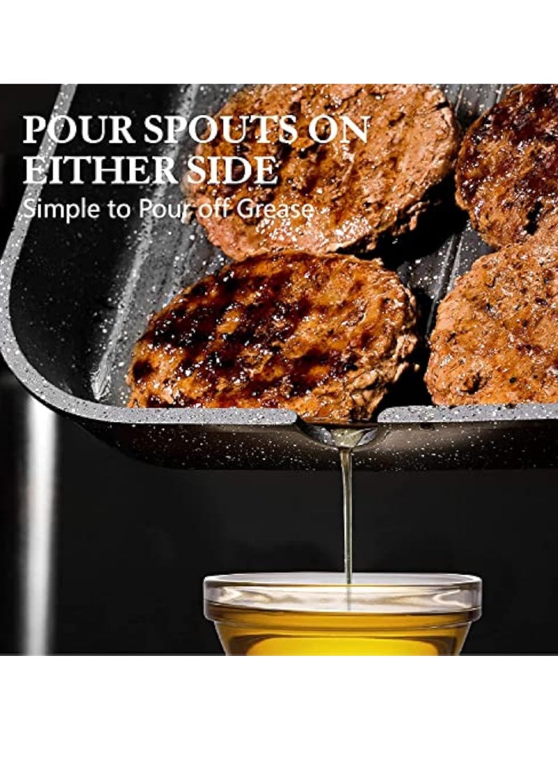 YelaJoy Nonstick Grill Pan for Stove Tops,Granite Coating Square Grill with Pour Spouts, Versatile Griddle Pan for Indoor & Outdoor Grilling,PFOA Free - Image 5