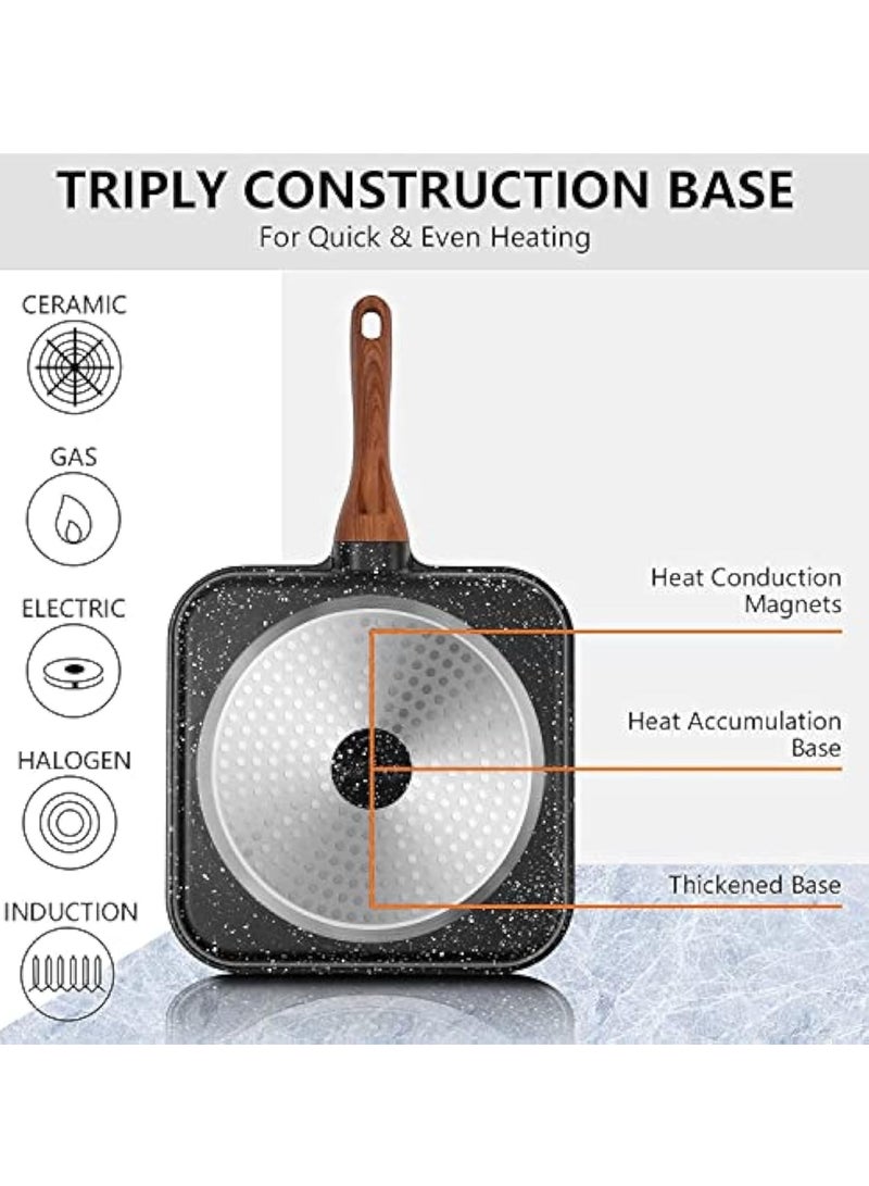 YelaJoy Nonstick Grill Pan for Stove Tops,Granite Coating Square Grill with Pour Spouts, Versatile Griddle Pan for Indoor & Outdoor Grilling,PFOA Free - Image 3