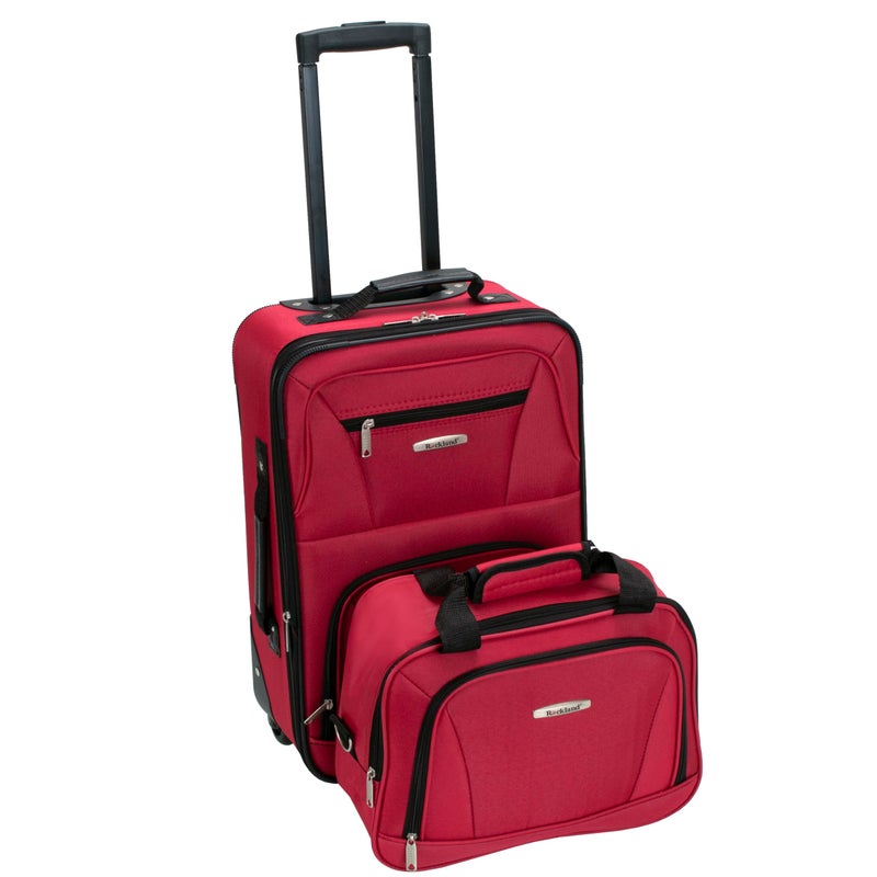 Rockland Fashion Softside Upright Luggage Set,Expandable, Red, 2-Piece (14/19) - Image 1