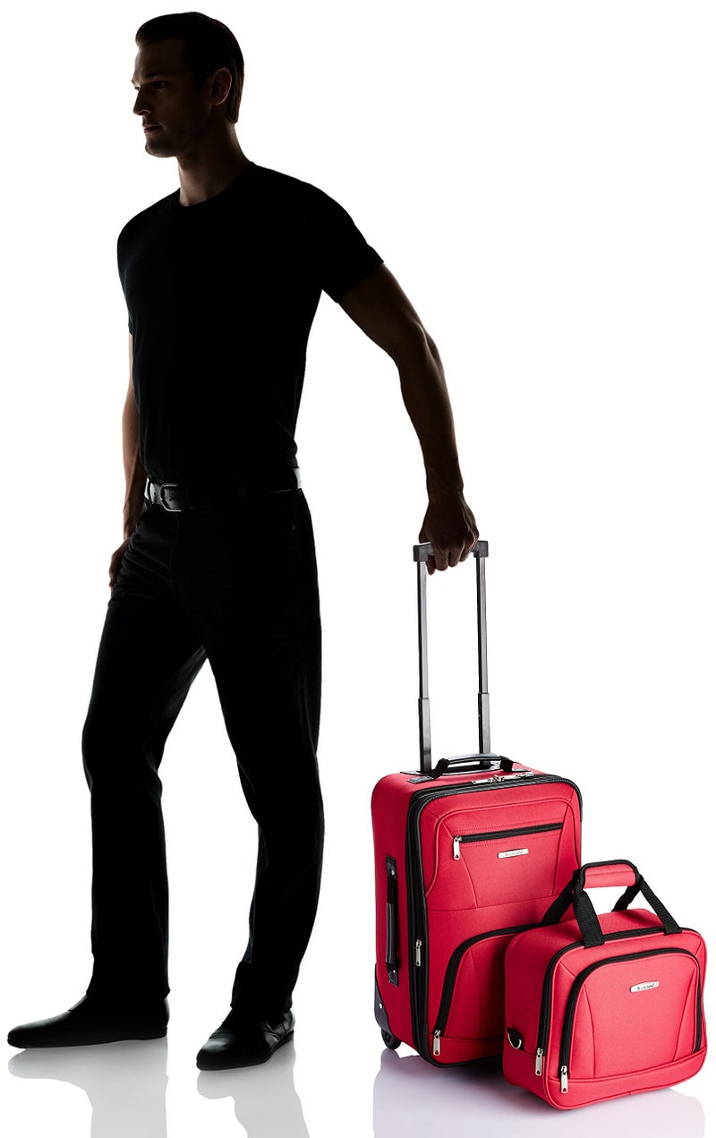 Rockland Fashion Softside Upright Luggage Set,Expandable, Red, 2-Piece (14/19) - Image 4