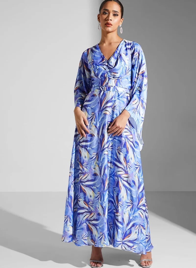 Fashion Trends by Suzy Matar V-Neck Printed Tiered Dress