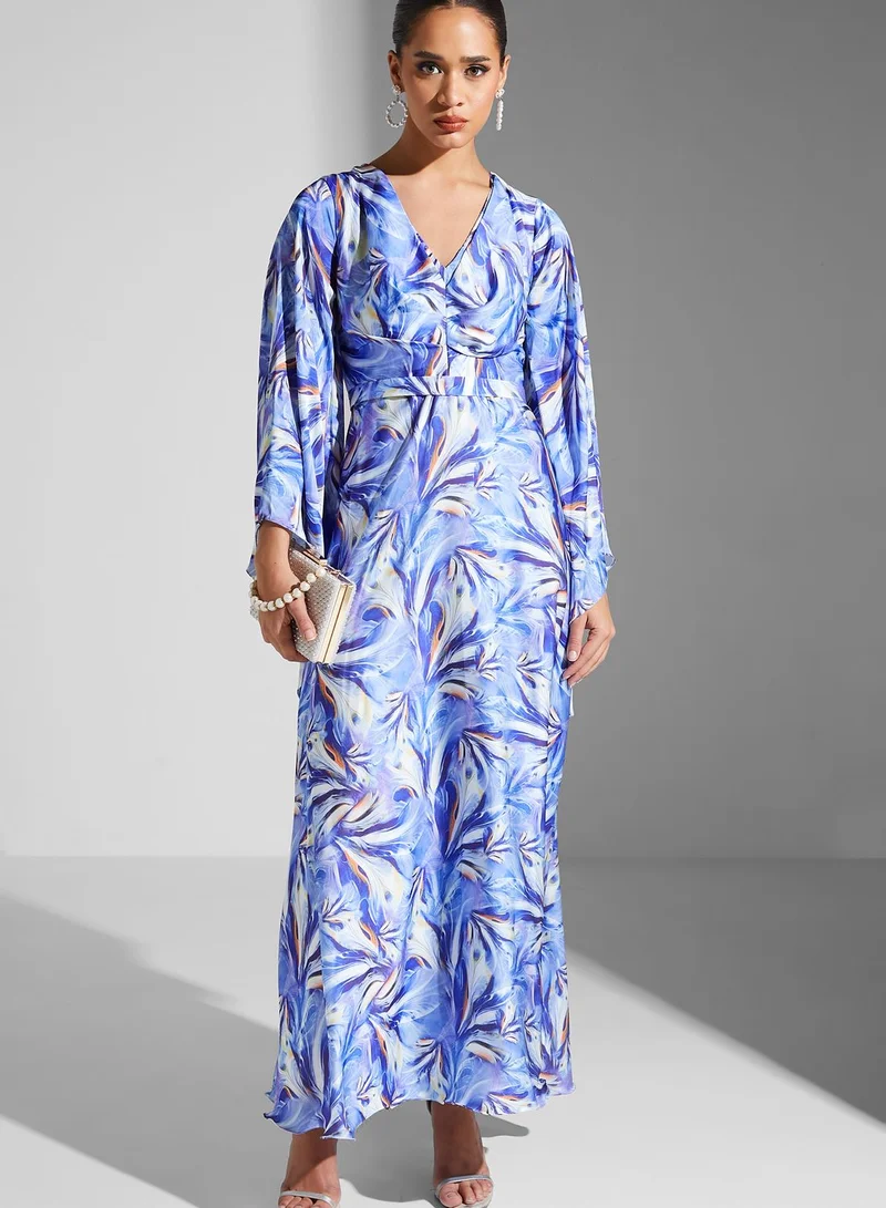 Fashion Trends by Suzy Matar V-Neck Printed Tiered Dress