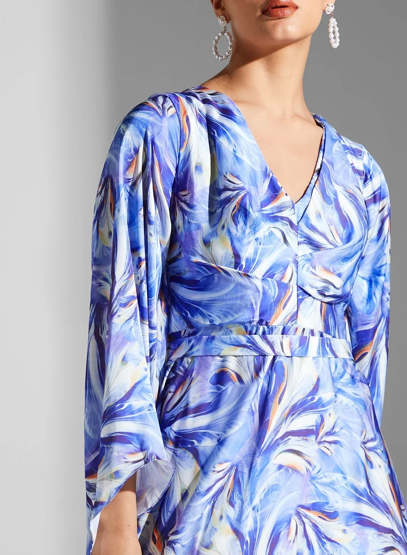 Fashion Trends by Suzy Matar V-Neck Printed Tiered Dress