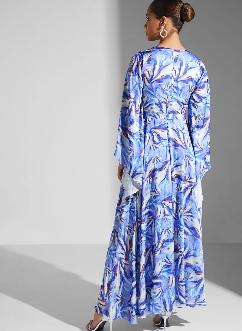 Fashion Trends by Suzy Matar V-Neck Printed Tiered Dress