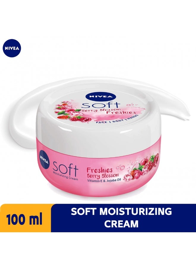 Nivea Berry Blossom Light Moisturizer for Face Hand Body Instant Hydration NonGreasy Cream with Vitamin E Jojoba Oil 100ml