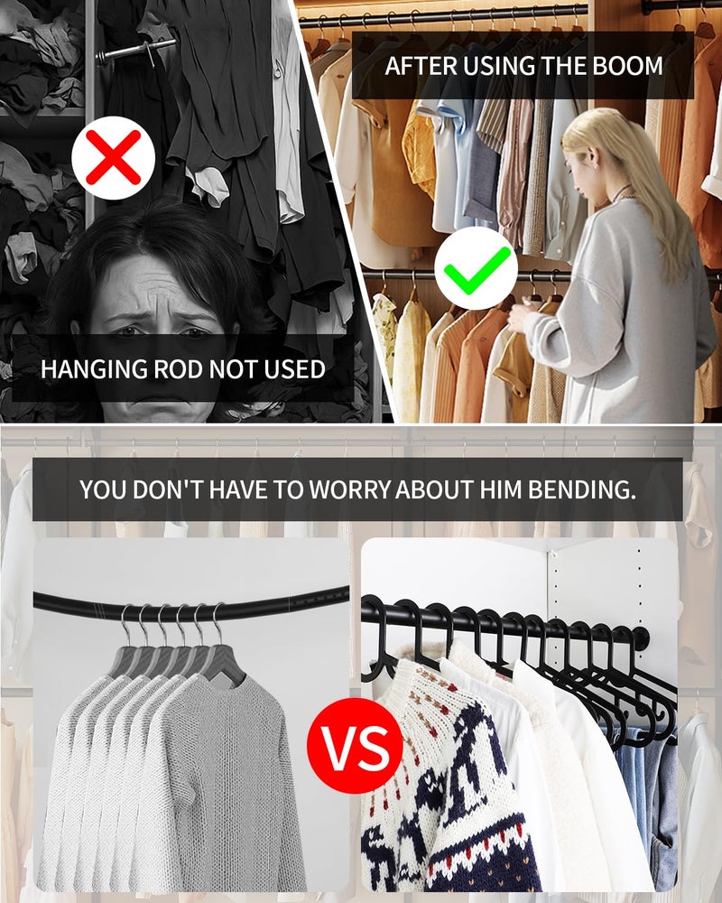BaiNong Adjustable Closet Rods for Hanging Clothes 17 to 82 inch Black Heavy Duty clothes rod for closet, Laundry, Bathroom, RV Closet Organization and Storage - Image 4