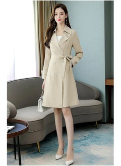 Women's Coat Autumn style double-breasted trench coat womenchic temperament long over-the-knee coat