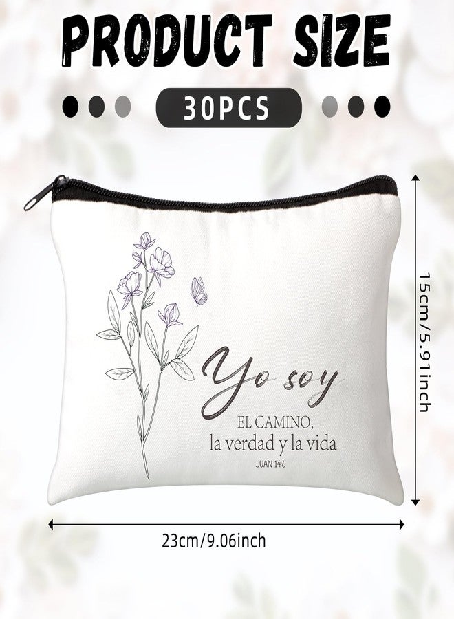 FuWeave مجموعة هدايا عيد الميلاد من FuWeave، 30 قطعة، للنساء، حقائب مستحضرات تجميل دينية مسيحية إسبانية بالجملة، حقائب أقلام رصاص مزينة بآيات من الكتاب المقدس، حقائب مكياج مسيحية بسحاب، هدية مثالية للسفر للنساء - Image 2
