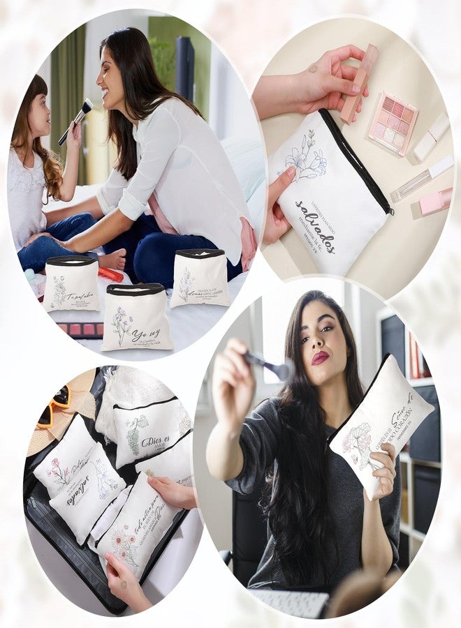 FuWeave مجموعة هدايا عيد الميلاد من FuWeave، 30 قطعة، للنساء، حقائب مستحضرات تجميل دينية مسيحية إسبانية بالجملة، حقائب أقلام رصاص مزينة بآيات من الكتاب المقدس، حقائب مكياج مسيحية بسحاب، هدية مثالية للسفر للنساء - Image 5